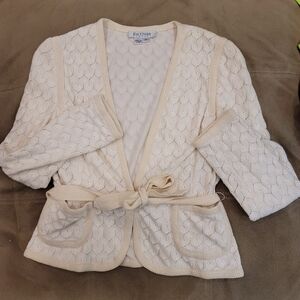 Kay Unger Knit Overlay Ivory Cardigan - Sz 12